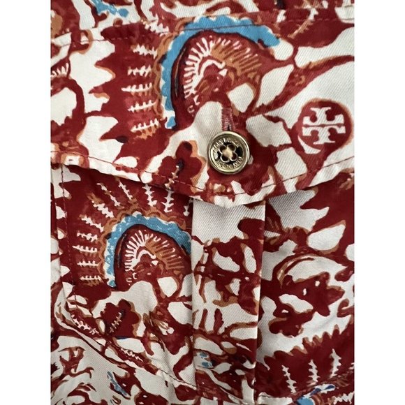 Tory Burch 100% Silk Multicolor Print Button Front Long Sleeve Blouse Size 10 - Picture 3 of 9